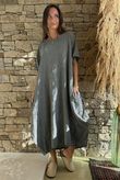 Salcombe Chalk Stripe Cotton Cocoon Dress Graphite